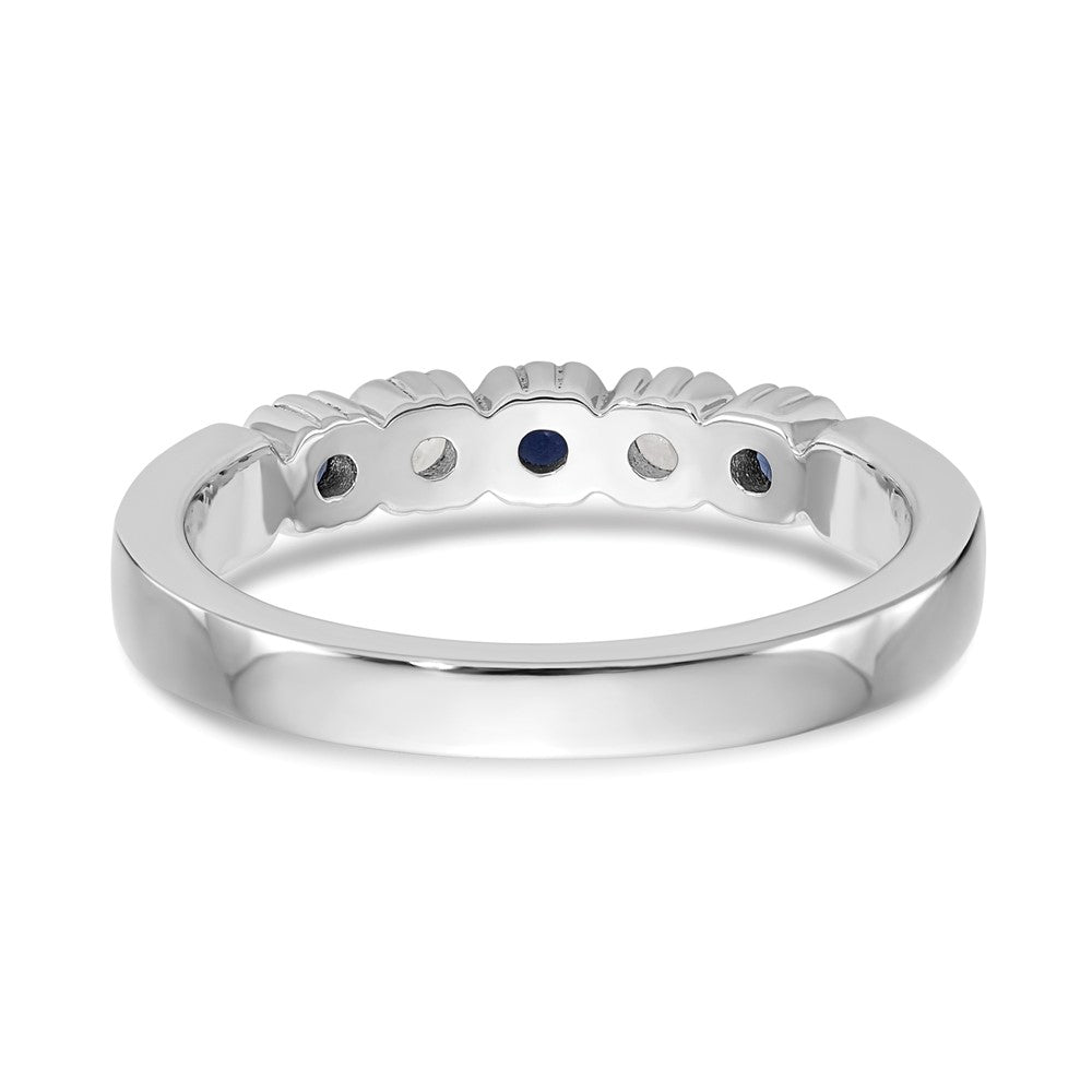 Solid 14k White Gold Simulated CZ w/Simulated Sapphire Band