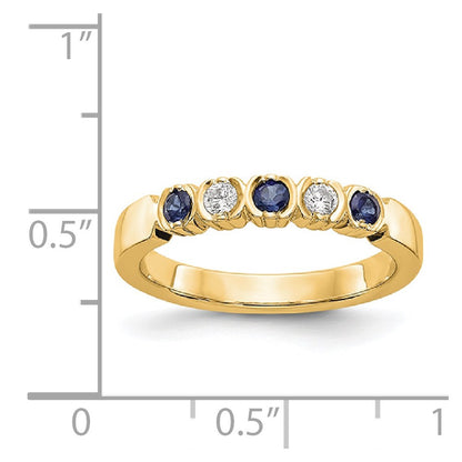 14k Yellow Gold Real Diamond w/Sapphire Band