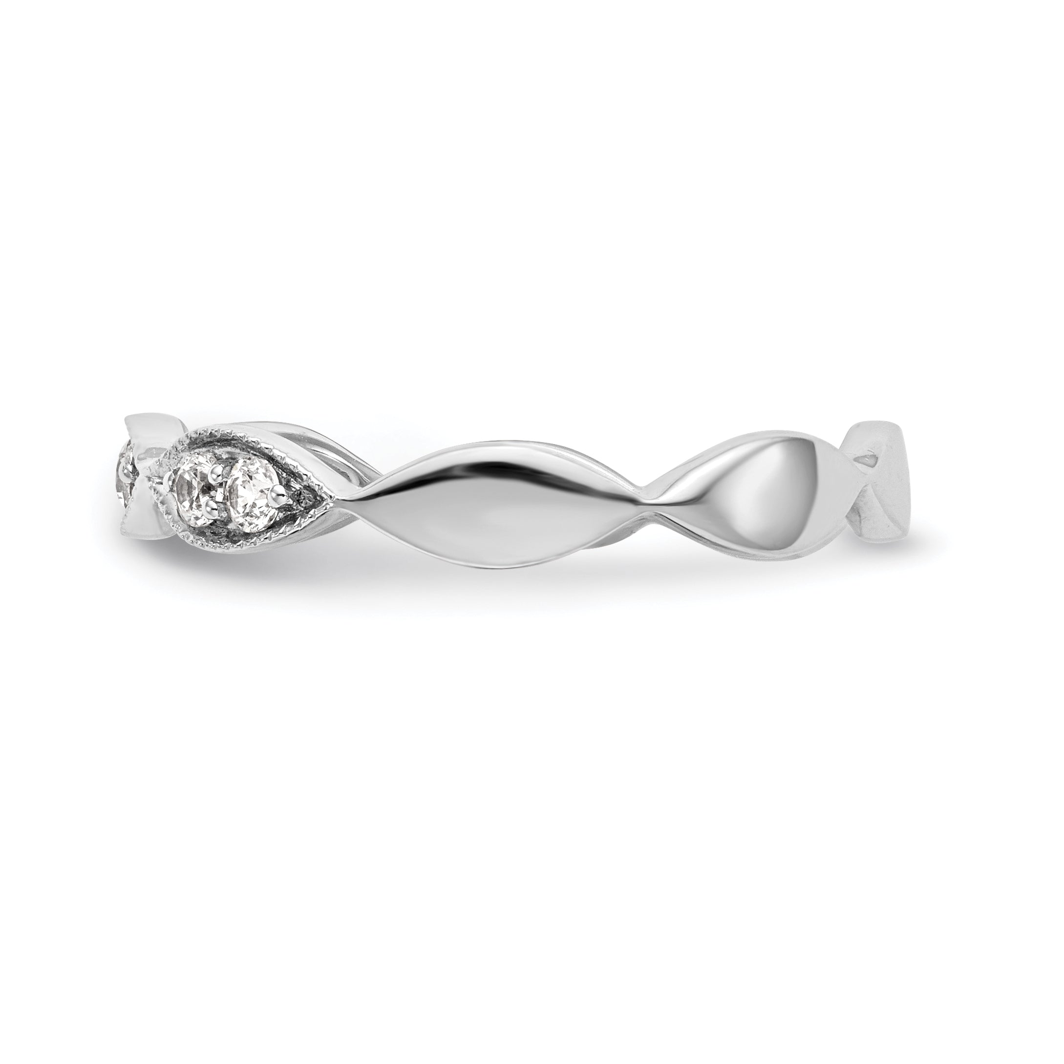 0.18ct. CZ Solid Real 14K White Gold Wedding Band Ring