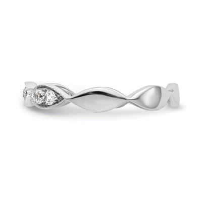 0.18ct. CZ Solid Real 14K White Gold Wedding Band Ring