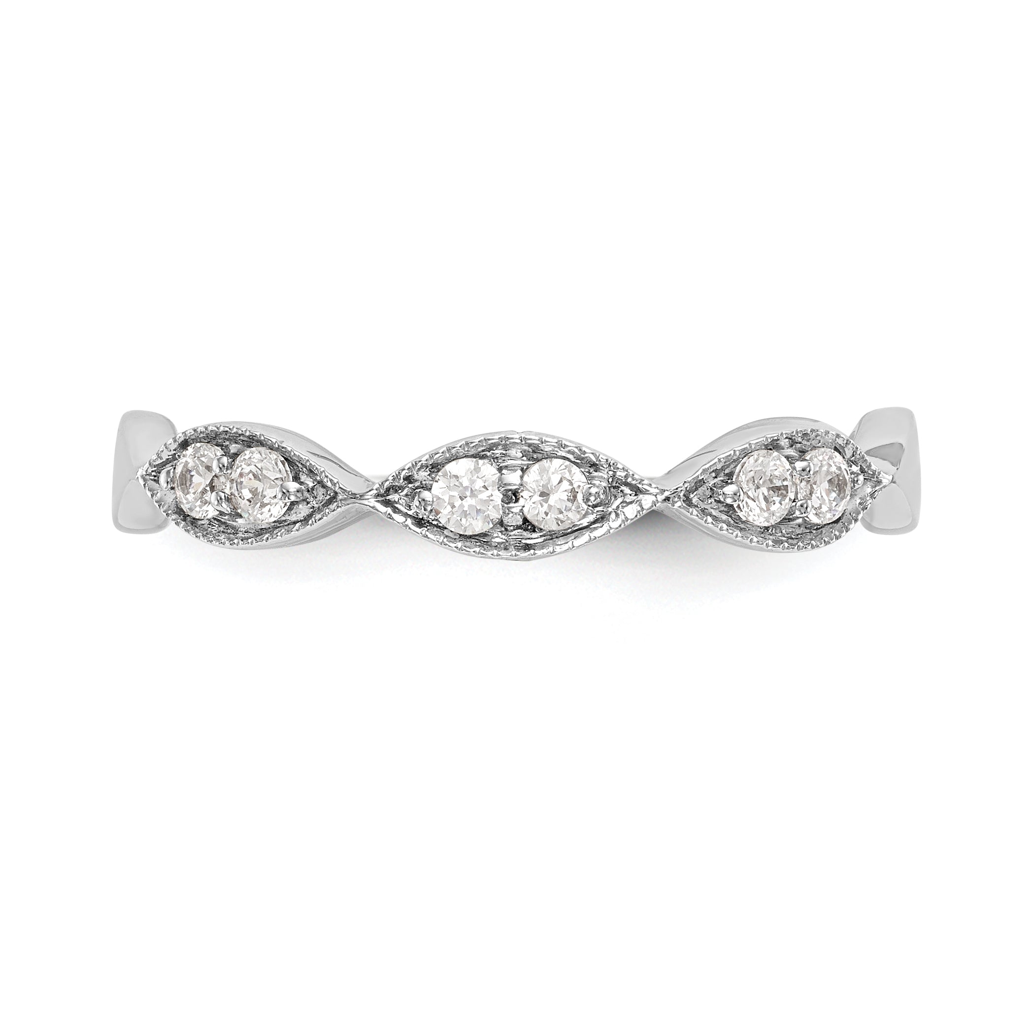 0.18ct. CZ Solid Real 14K White Gold Wedding Band Ring