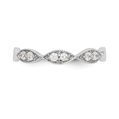 0.18ct. CZ Solid Real 14K White Gold Wedding Band Ring