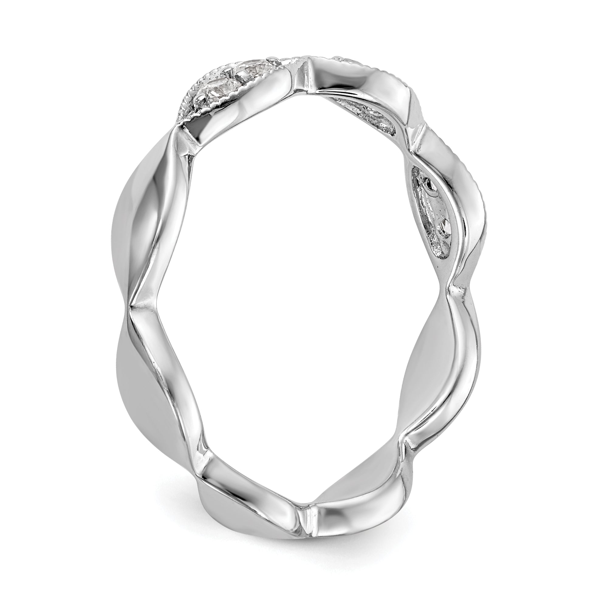 0.18ct. CZ Solid Real 14K White Gold Wedding Band Ring