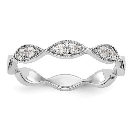 14K White Gold Real Diamond Band