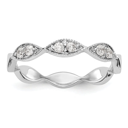 0.18ct. CZ Solid Real 14K White Gold Wedding Band Ring
