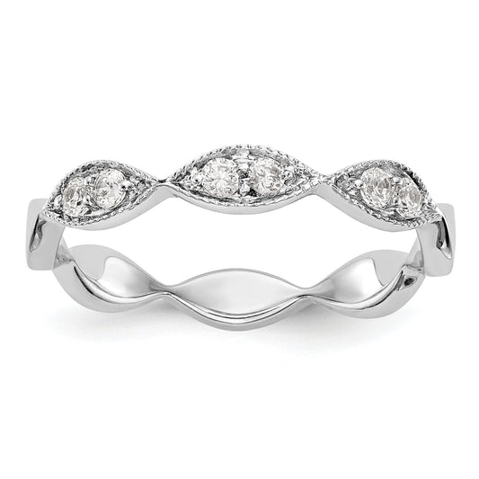 0.18ct. CZ Solid Real 14K White Gold Wedding Band Ring