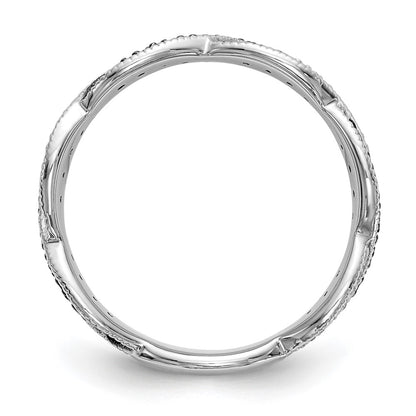 14K White Gold Black & White Real Diamond Band