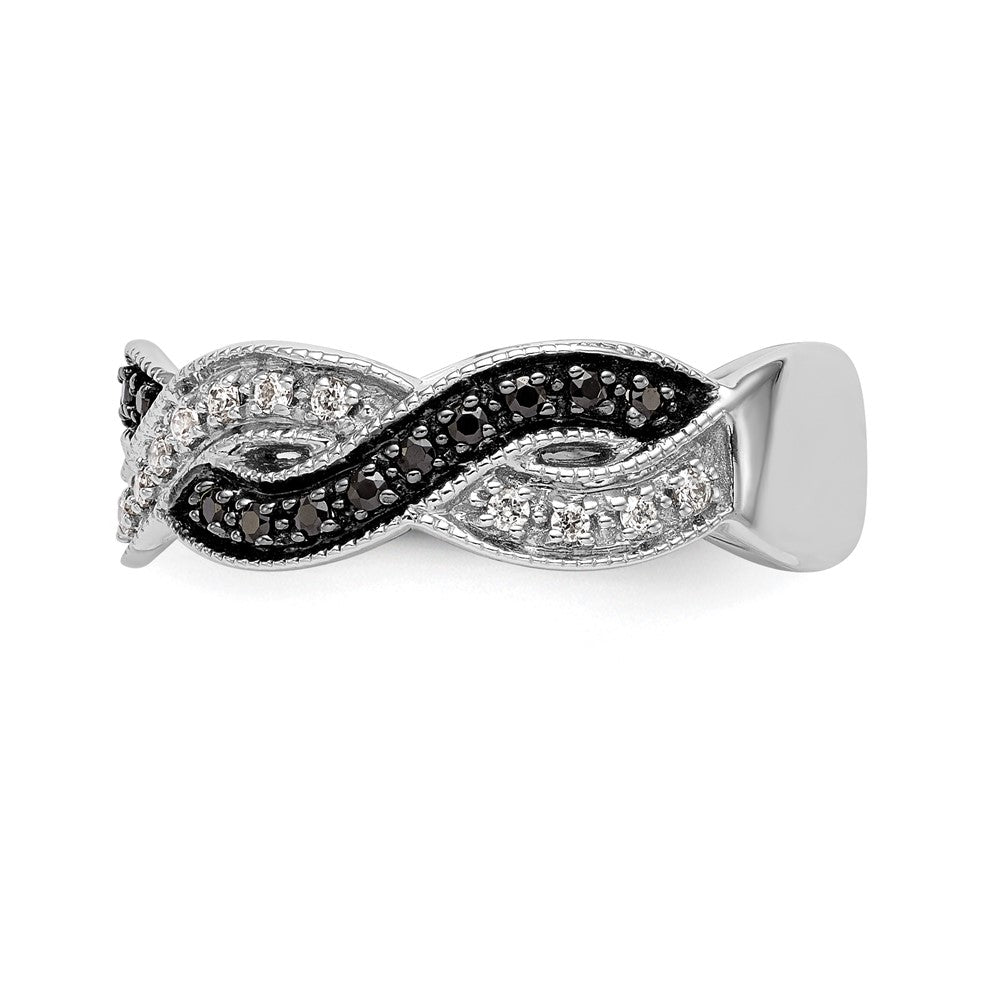 14K White Gold Black & White Real Diamond Band