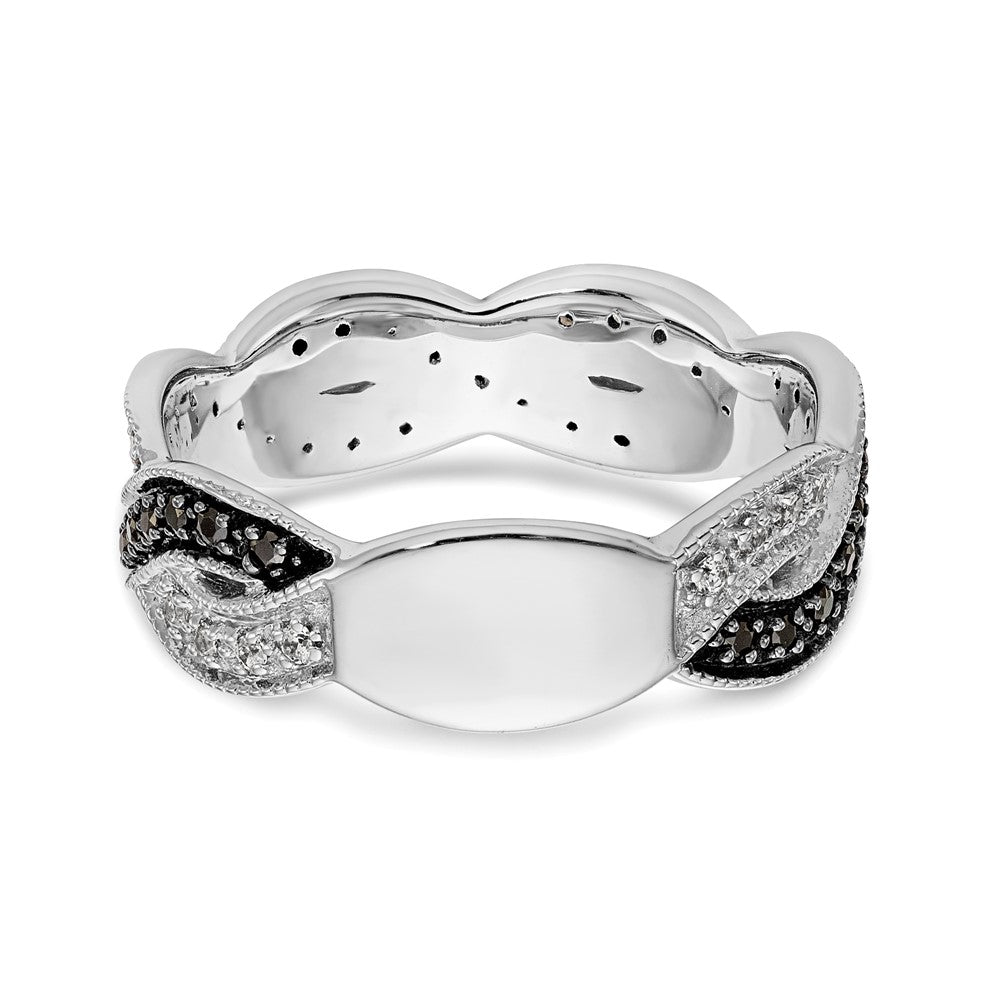 14K White Gold Black & White Real Diamond Band
