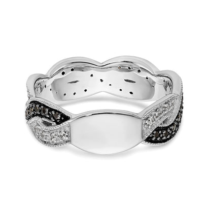14K White Gold Black & White Real Diamond Band