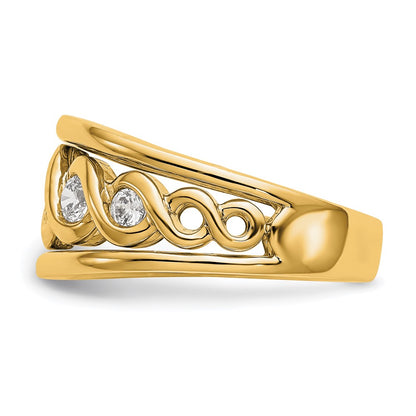 0.55ct. CZ Solid Real 14K Yellow Gold Wedding Band Ring