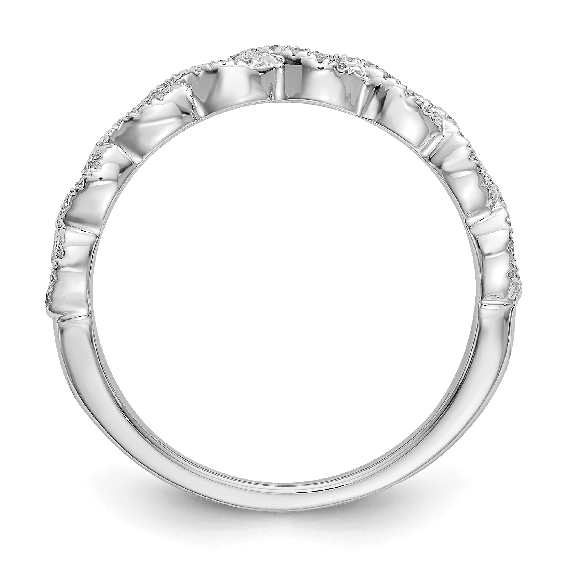 0.16ct. CZ Solid Real 14K White Gold Wedding Band Ring