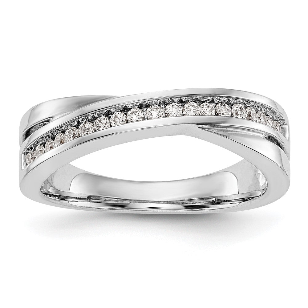 14K White Gold Real Diamond Band