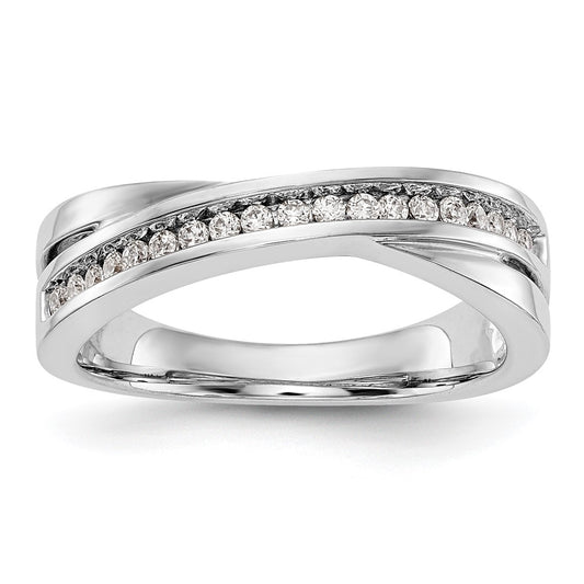 14K White Gold Real Diamond Band