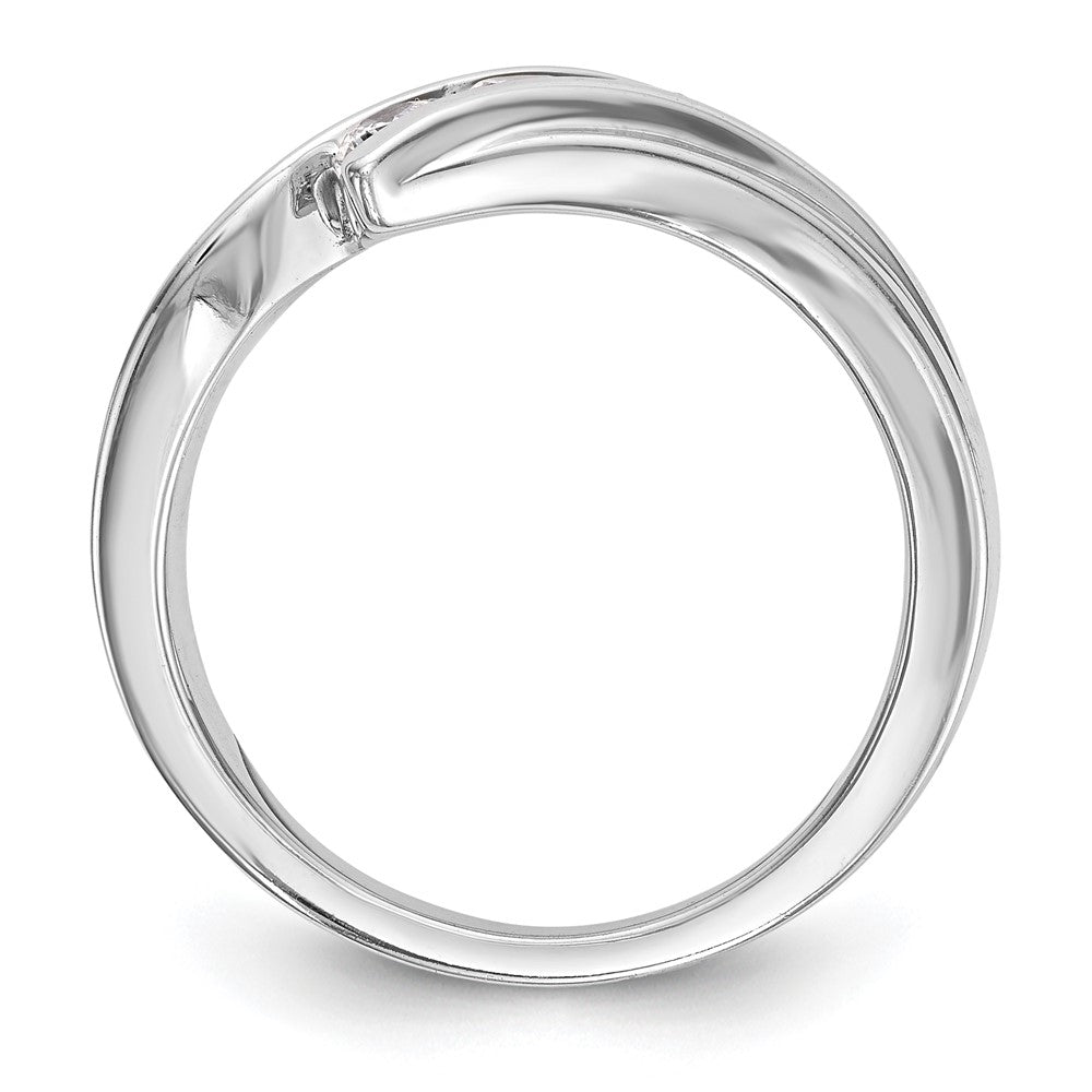14K White Gold 3-Stone Real Diamond Band
