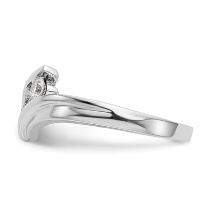 0.33ct. CZ Solid Real 14K White Gold 3-Stone Wedding Band Ring