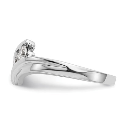 14K White Gold 3-Stone Real Diamond Band