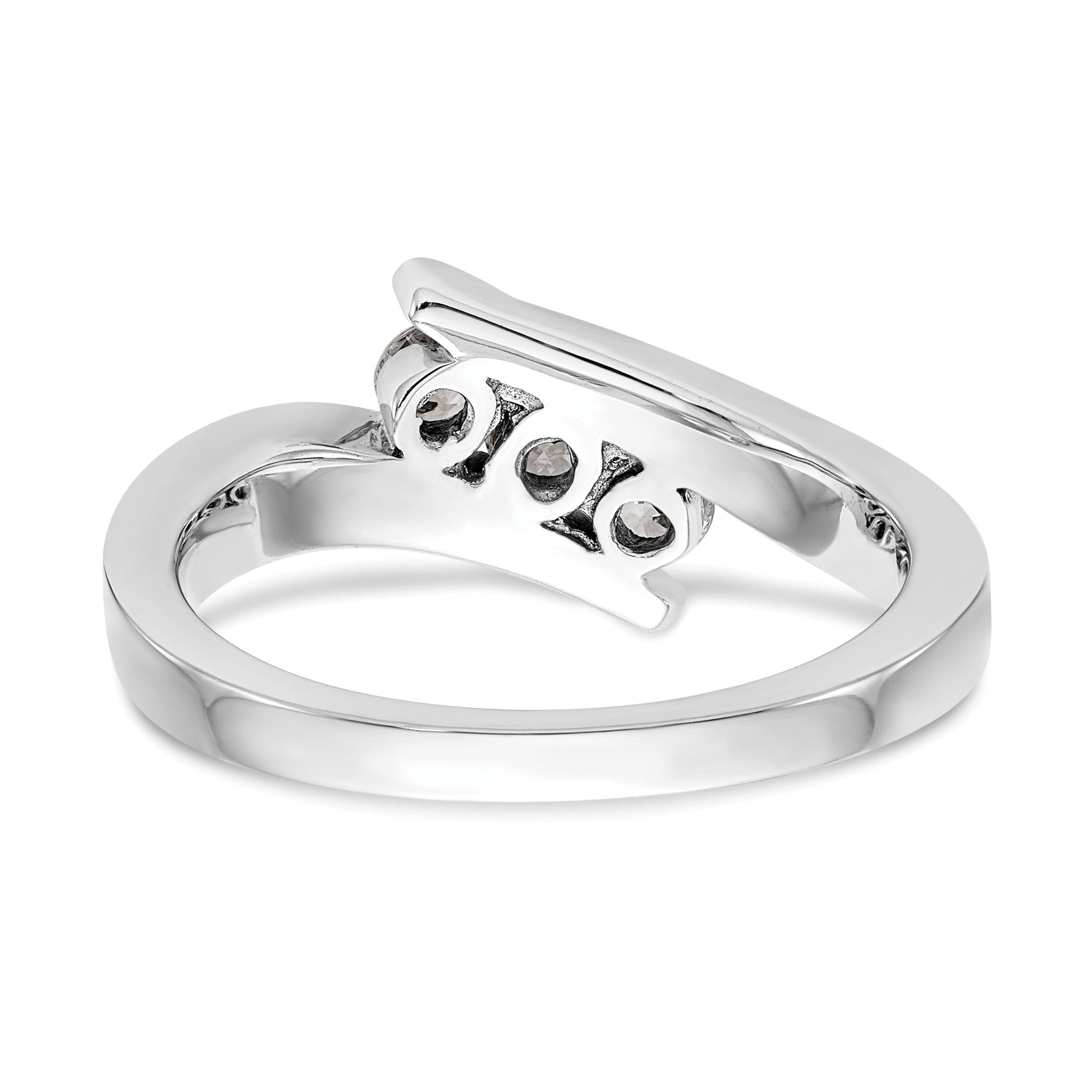 0.33ct. CZ Solid Real 14K White Gold 3-Stone Wedding Band Ring