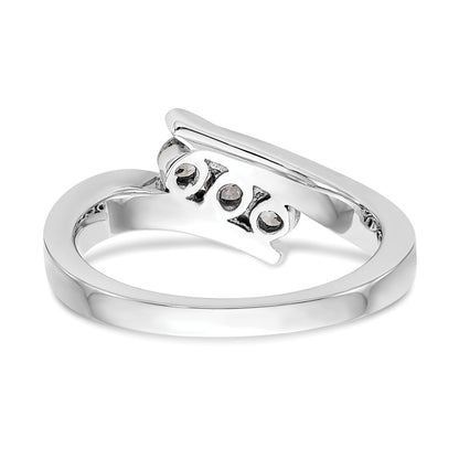 14K White Gold 3-Stone Real Diamond Band