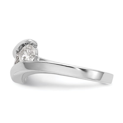 1.00ct. CZ Solid Real 14K White Gold 3-Stone Wedding Band Ring