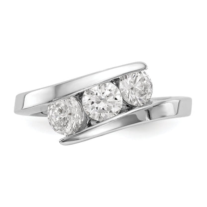 1.00ct. CZ Solid Real 14K White Gold 3-Stone Wedding Band Ring
