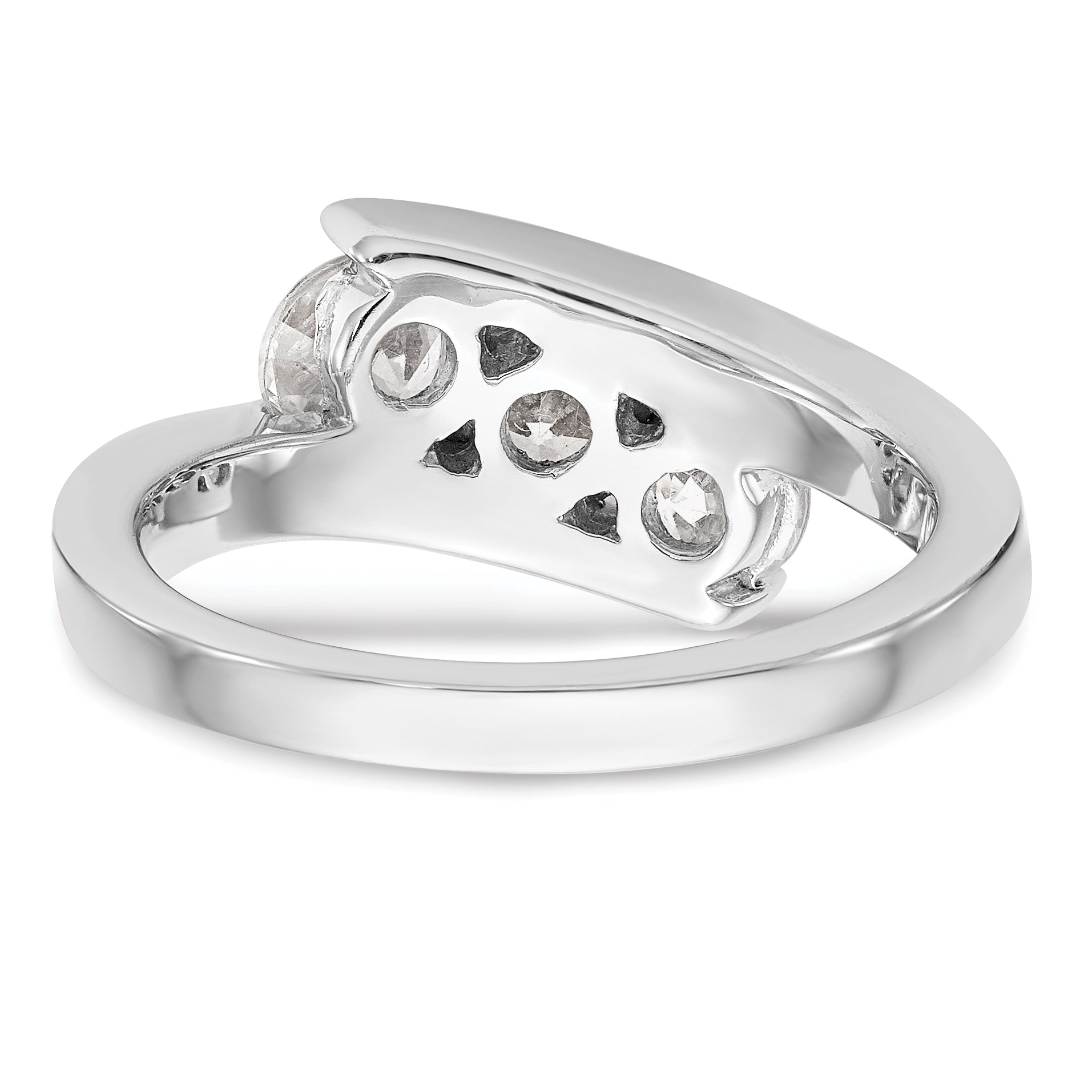 1.00ct. CZ Solid Real 14K White Gold 3-Stone Wedding Band Ring