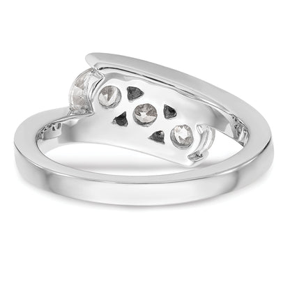 1.00ct. CZ Solid Real 14K White Gold 3-Stone Wedding Band Ring