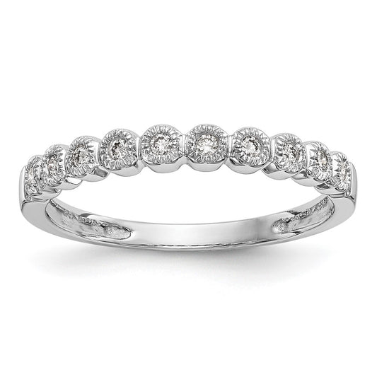 14K White Gold Real Diamond Band
