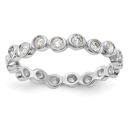 14K White Gold Real Diamond Band