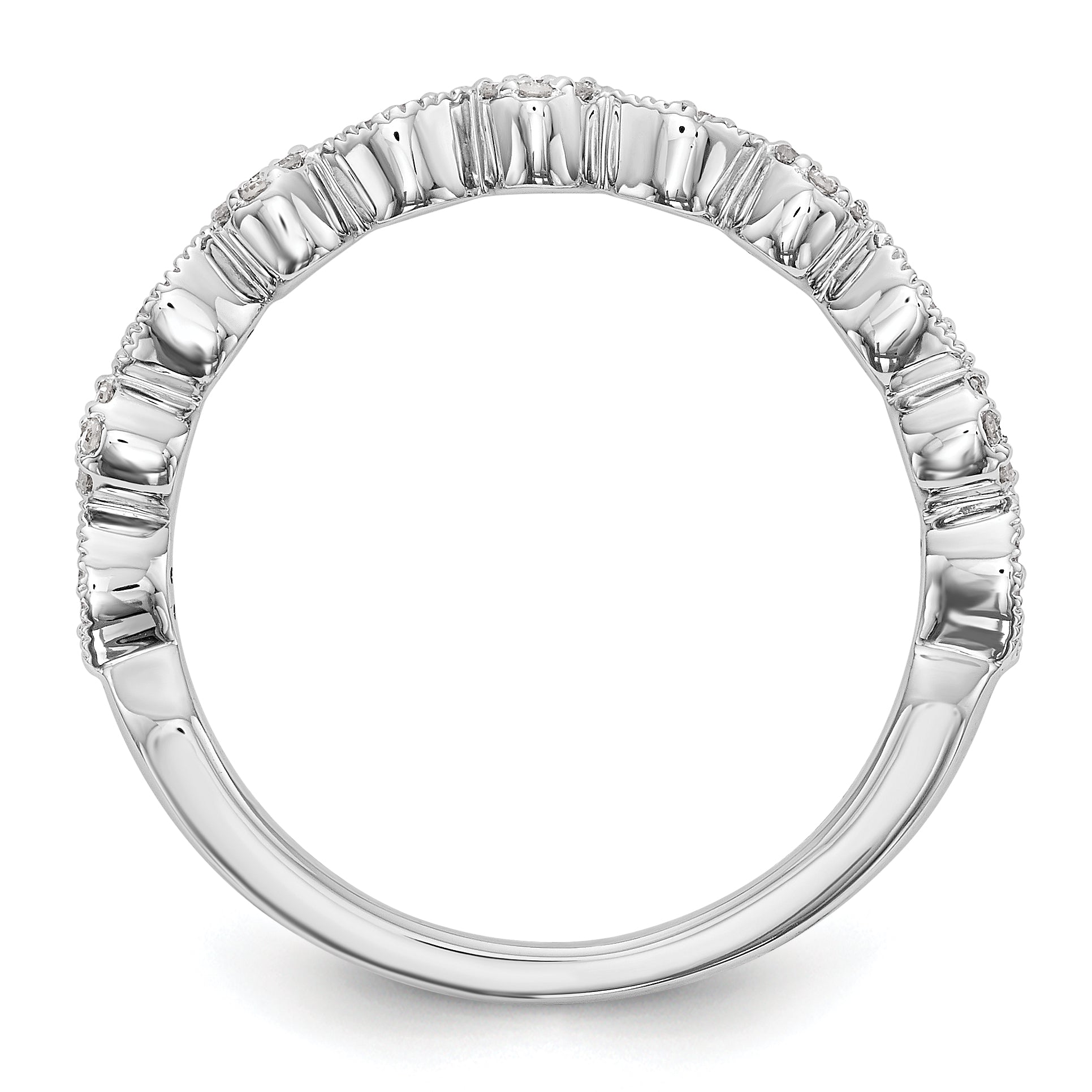 0.15ct. CZ Solid Real 14K White Gold Wedding Band Ring