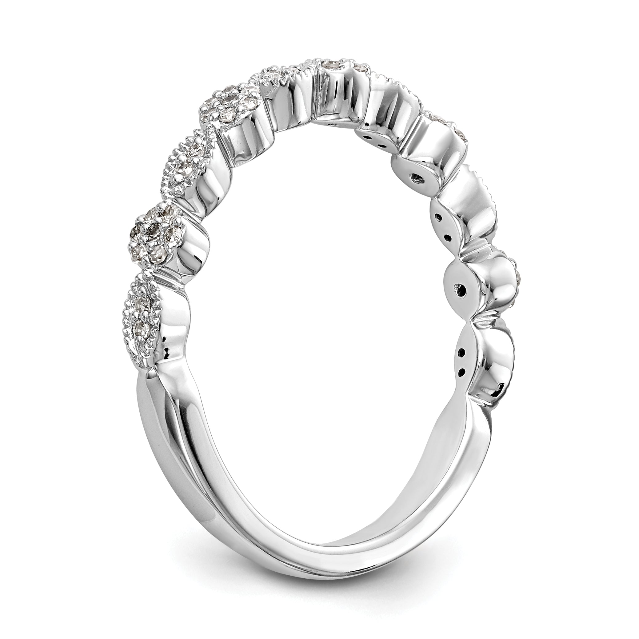 0.15ct. CZ Solid Real 14K White Gold Wedding Band Ring