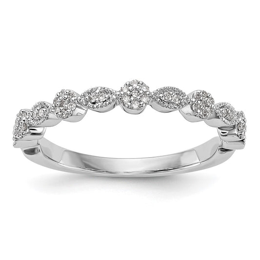 14K White Gold Real Diamond Band
