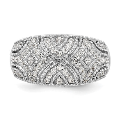 14K White Gold Real Diamond Band