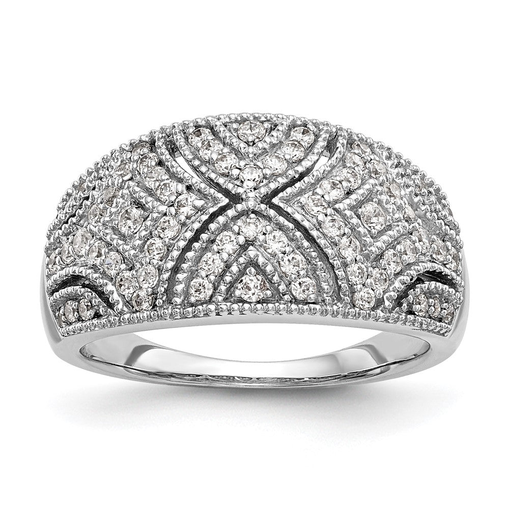 14K White Gold Real Diamond Band