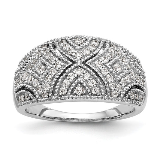 14K White Gold Real Diamond Band