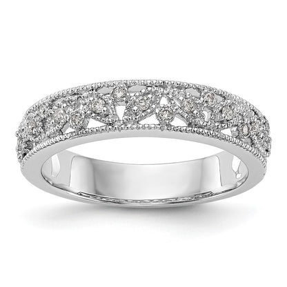 14K White Gold Real Diamond Band