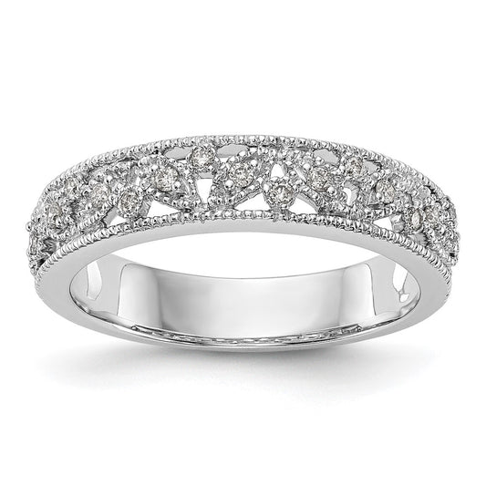 14K White Gold Real Diamond Band