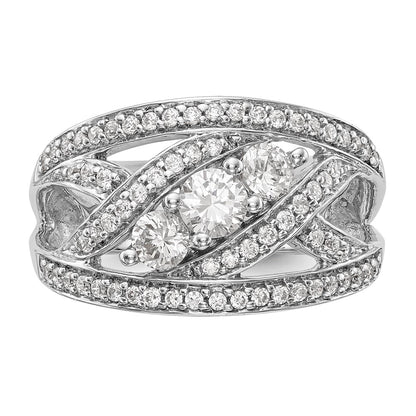 14K White Gold Real Diamond Band