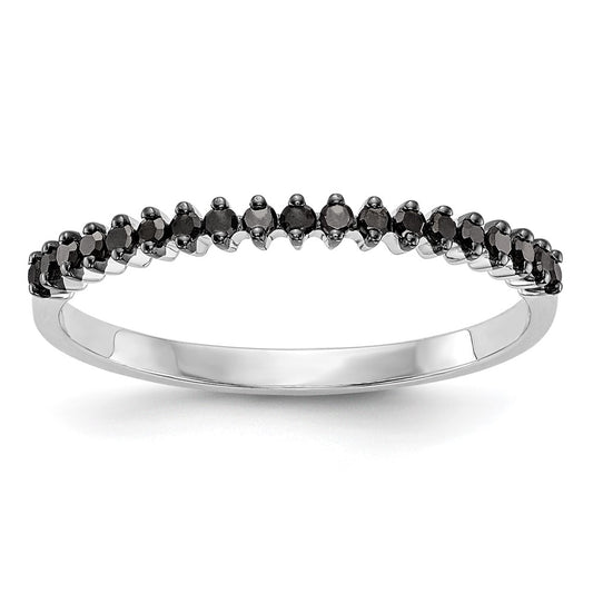 14K White Gold Black Real Diamond Band
