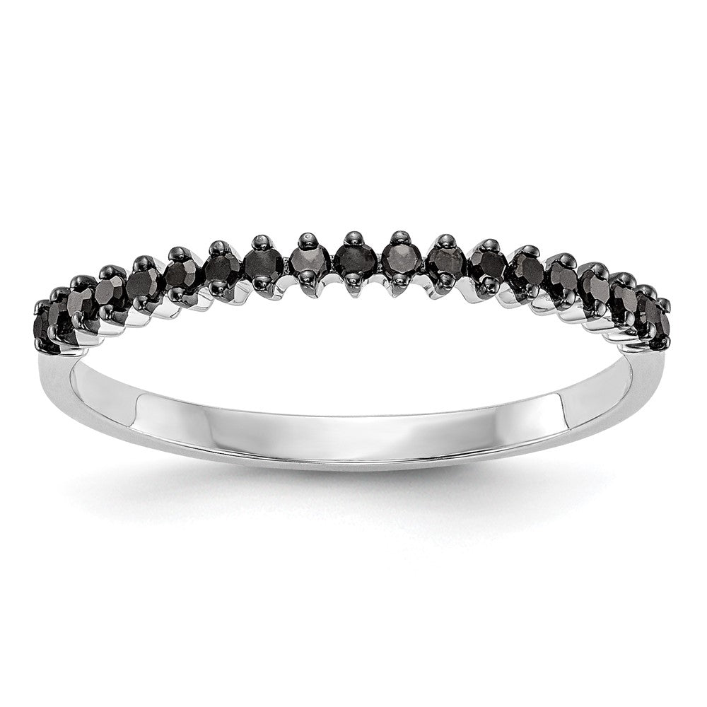 14K White Gold Black Real Diamond Band