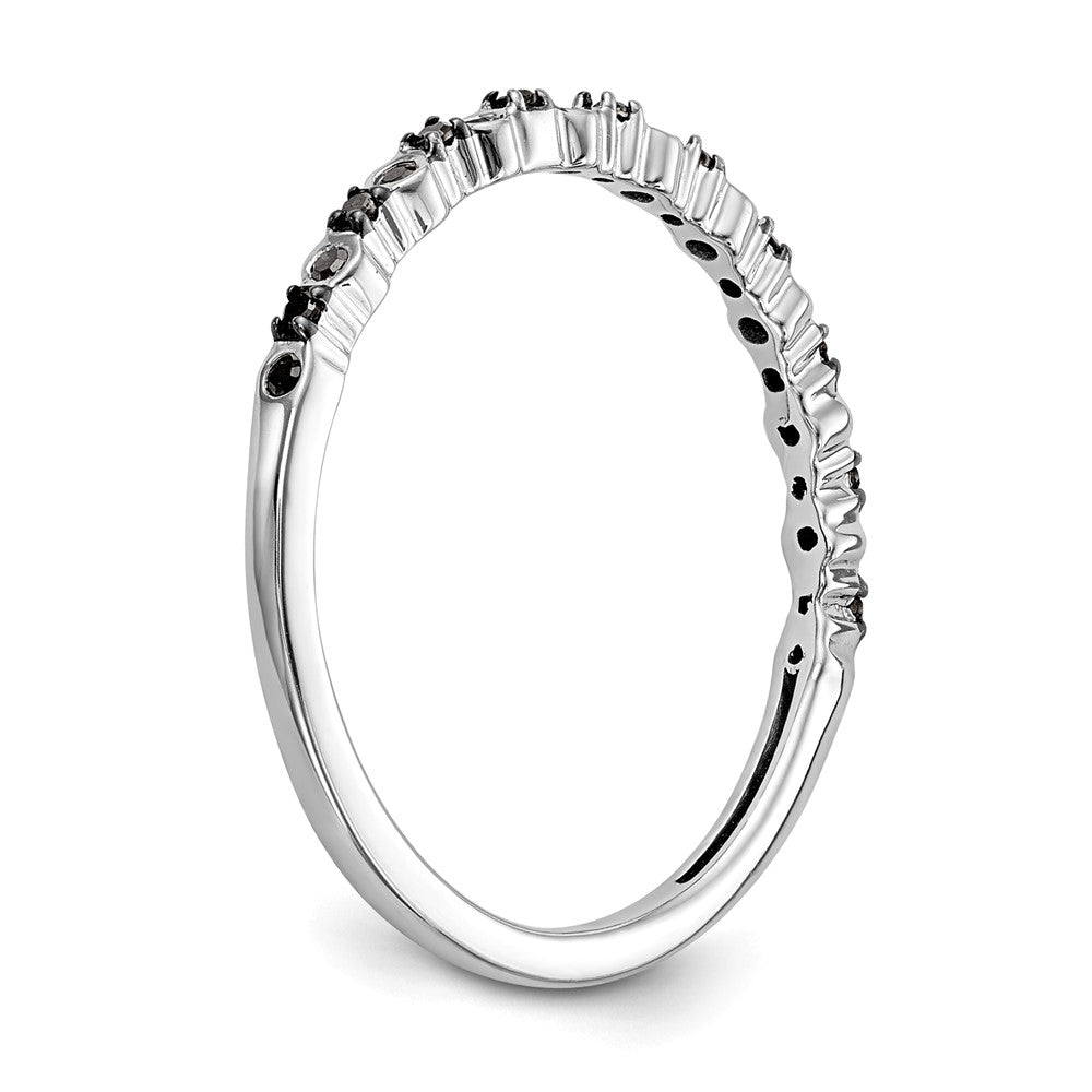 14K White Gold Black Real Diamond Band
