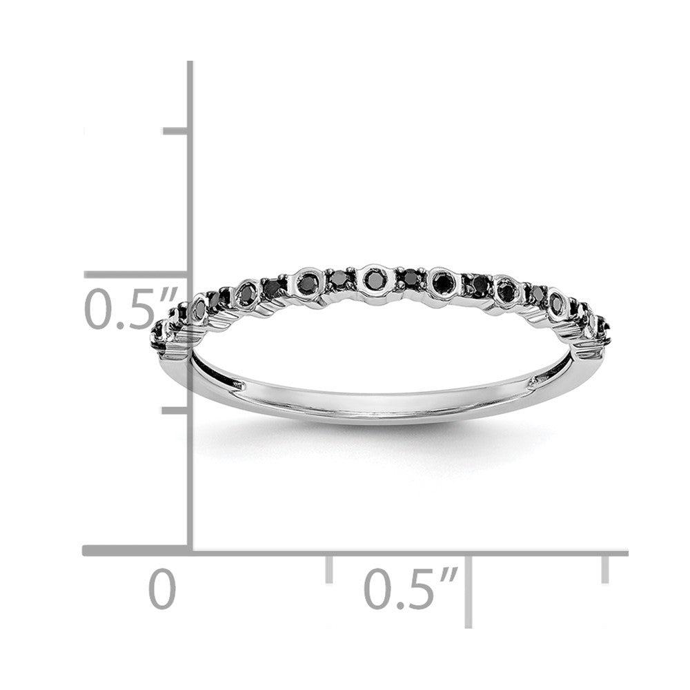 14K White Gold Black Real Diamond Band