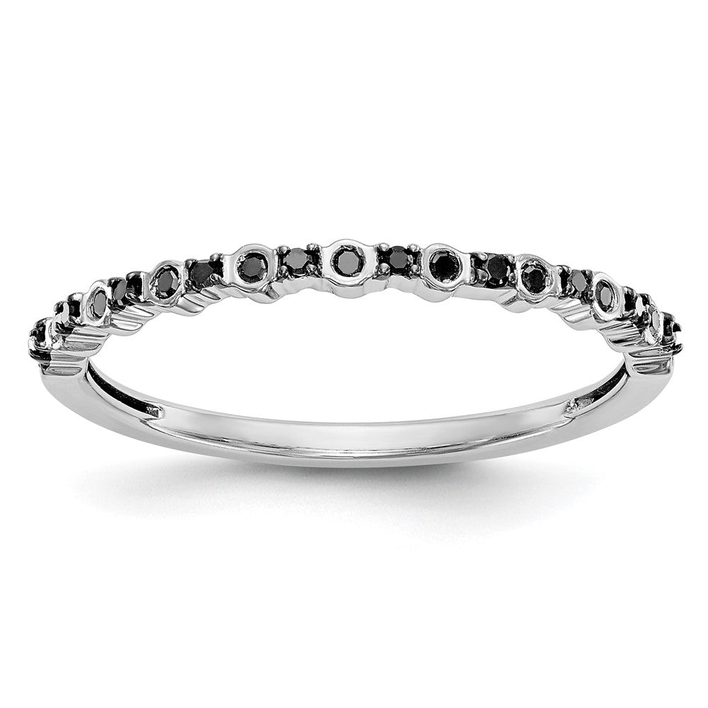 14K White Gold Black Real Diamond Band