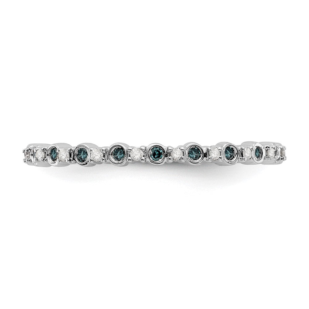 14k White Gold Blue & White Real Diamond Band