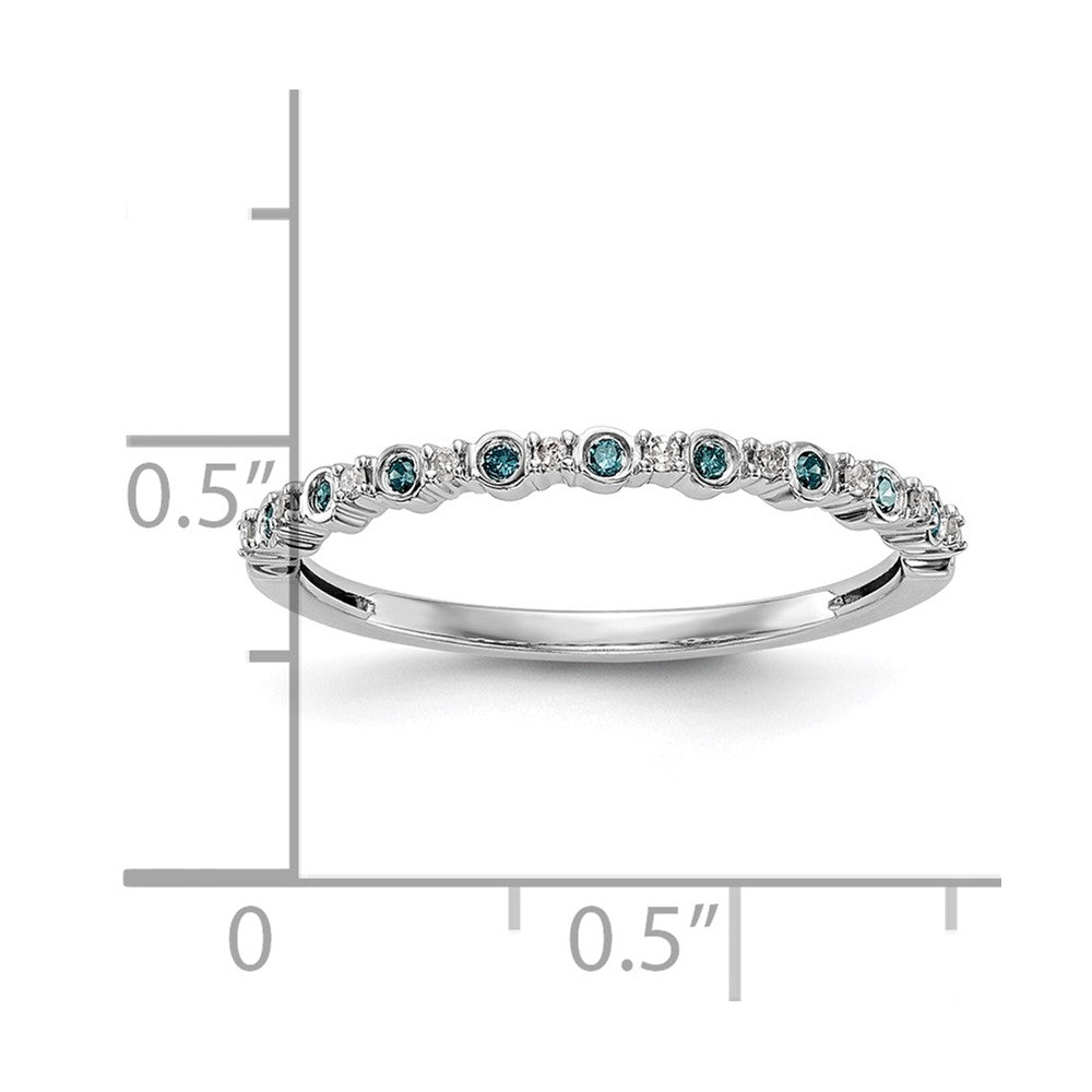 14k White Gold Blue & White Real Diamond Band
