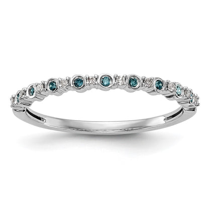 14k White Gold Blue & White Real Diamond Band