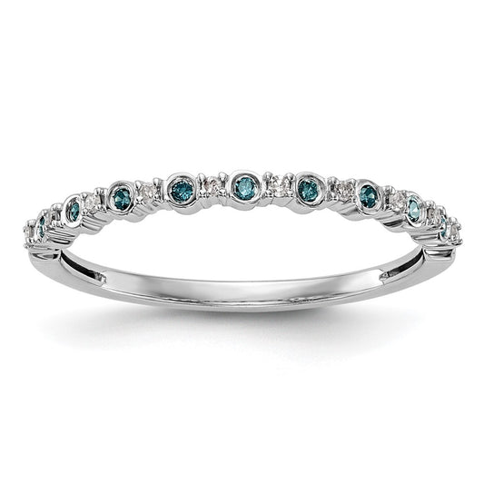 14k White Gold Blue & White Real Diamond Band