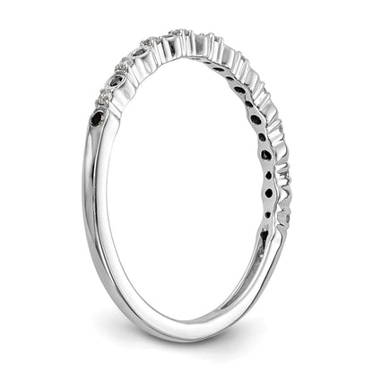 14K White Gold Black & White Real Diamond Band