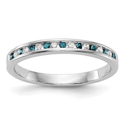 14k White Gold Blue & White Real Diamond Band