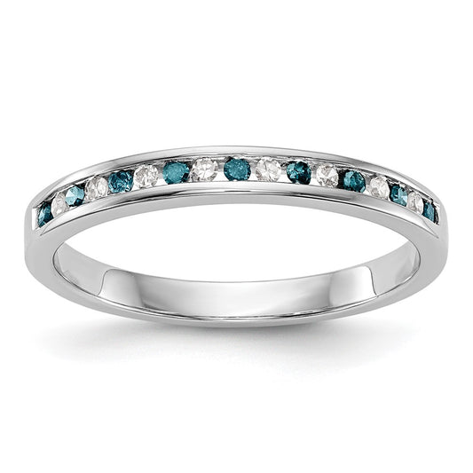 14k White Gold Blue & White Real Diamond Band